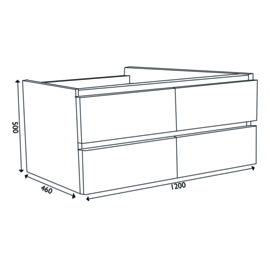 Wiesbaden Vision onderkast dubbel hoogglans grijs 120x46x50 cm