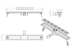 Wiesbaden RVS douchegoot met flens, uitneembare sifon en tegelrooster 50-120 cm