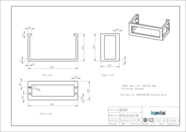 Wiesbaden montagebeugel vierkant 40x22x10 cm RVS