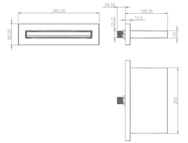 ABS waterval bad-uitloop 200x22 chroom