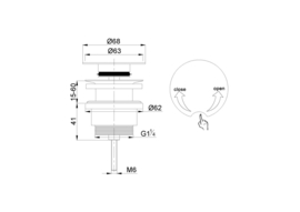 Wiesbaden draaiwaste 5/4" mat zwart