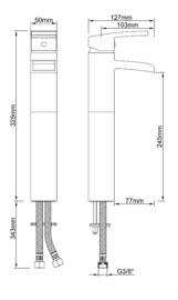 Wiesbaden Rombo wastafelkraan met watervaluitloop (32,5 cm) chroom