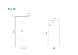 Side zijwand voor Softclose 2.0 schuifdeur 120 cm 8 mm Nano