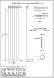 Wiesbaden Millenium enkel sierradiator 200x45 cm 979 watt wit