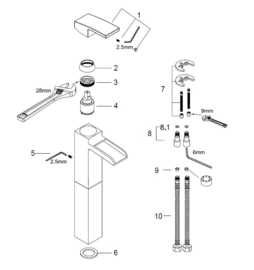 Wiesbaden Rombo wastafelkraan met watervaluitloop (32,5 cm) chroom