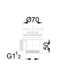 Losse clickwaste 11/2" compleet tbv vrijstaande baden, geborsteld staal