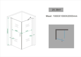 Wiesbaden swingdeur met zijwand (90x90 of 100x100 cm) 8 mm glas