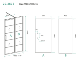 Horizon nisdeur R/L met vast deel 110cm 8mm NANO