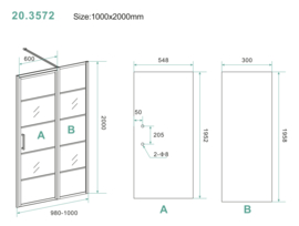 Horizon nisdeur R/L met vast deel 100cm 8mm NANO