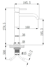 Style XL hoge wastafelmengkraan chroom