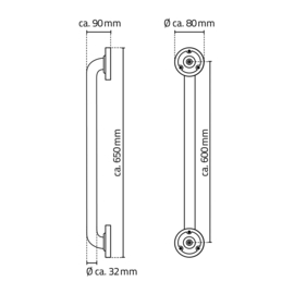 Ridder Sam badgreep met antislip 60 cm chroom