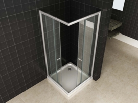 Wiesbaden Eco douchecabine hoekinstap met 2 schuifdeuren (80x80 of 90x90 cm) 5 mm glas