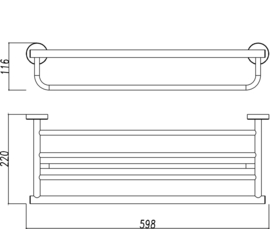 Wiesbaden 304 handdoekrek lig/hang 60 cm RVS