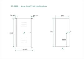 Wiesbaden nisdeur met muurprofiel (60, 70, 80, 90 of 100 cm) 8 mm glas