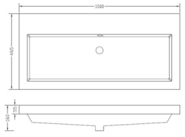 Wiesbaden Vision kunstmarmer wastafel 100x46 cm zonder kraangat