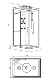 Sunshine links complete douchecabine 120x90x218 cm alu 5mm glas