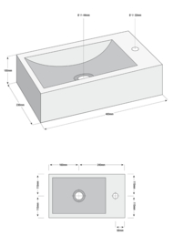 Matera fonteinset rechts 40x23x10.5cm