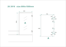 Wiesbaden profielloze draaibare badwand 800x1500 6mm NANO