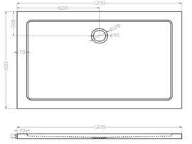 Wiesbaden douchebak SMC rechthoek 120x80x4 cm