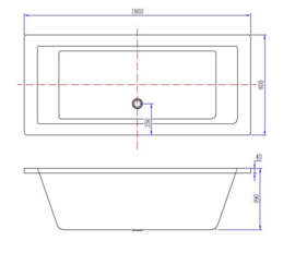 Wiesbaden Santino SQ DUO inbouw ligbad 180x80x49 cm acryl