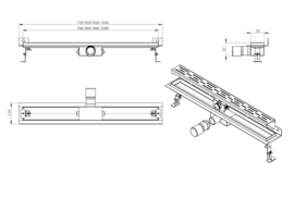 Eco RVS douchegoot met muurflens 60-100 cm