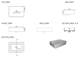 Wiesbaden Link opzetwastafel rechthoek 35x50x14,5cm wit