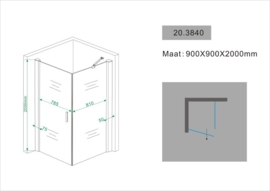 Wiesbaden swingdeur met zijwand (90x90 of 100x100 cm) 8 mm glas