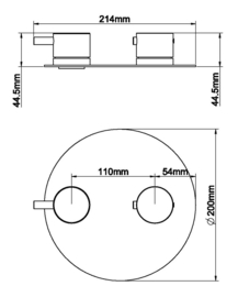 Caral Rond afbouwdeel inbouwthermostaat 2 weg Gunmetal