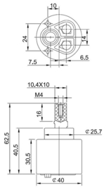 Keramisch binnenwerk laag model ø40mm