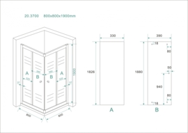 Wiesbaden Eco douchecabine hoekinstap met 2 schuifdeuren (80x80 of 90x90 cm) 5 mm glas