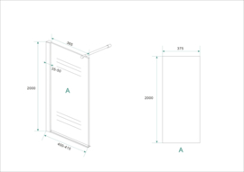 Wiesbaden Eco zijwand met muurprofiel (40 cm) 8 mm glas