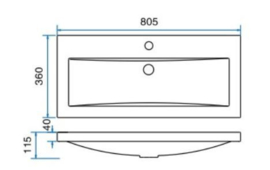 Wiesbaden wastafel 80x36 cm met of zonder kraangat