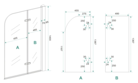 Wiesbaden badwand 2-delig inklapbaar (100x140 cm) 6 mm glas