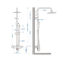 Caral-Eco Twenty douche-opbouwset + thermostaatkraan chroom