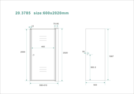 Wiesbaden nisdeur met profiel 60x202 cm 8mm NANO rookglas