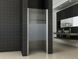 Wiesbaden nisdeur met muurprofiel + 1/3 mat glas (70, 80, 90 of 100 cm) 8 mm glas, rechts