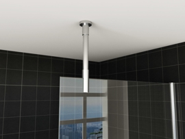 Wiesbaden stabilisatiestang compleet plafondbevestiging rond 100 cm inkortbaar, chroom