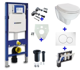 Geberit UP320 + Trevi wandcloset en zitting + drukplaat + toiletblokhouder + isolatieset en bevestigingsset