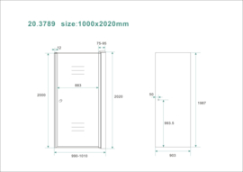 Wiesbaden nisdeur met profiel 100x202 cm 8mm NANO rookglas