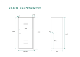 Wiesbaden nisdeur met profiel 70x202 cm 8mm NANO rookglas