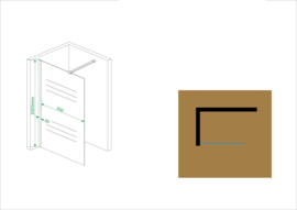 Wiesbaden inloopdouche met muurprofiel + 1/3 mat glas (70, 80, 90, 100, 110 of 120 cm) 10 mm glas