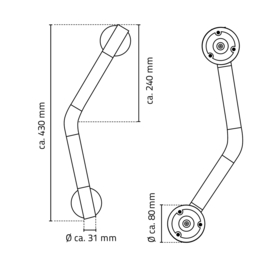 Ridder Ken hoekbadgreep met softgrip 43 cm chroom/zwart