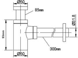 Wiesbaden Star sifon laag  11/4" chroom