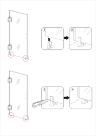 Set installatiesteunen (tbv douchedeuren 8 mm)