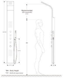 Wiesbaden Huron douchepaneel met thermostaatkraan + hoofddouche + handdouche, RVS