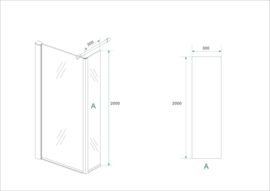 Wiesbaden Eco zijwand met hoekprofiel (30 of 40 cm) 8 mm glas