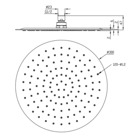 Wiesbaden UFO hoofddouche rond ultra plat, RVS