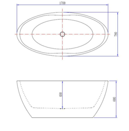 Oval vrijstaand ligbad acryl 170x78 mat-wit