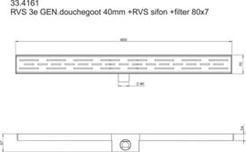 Wiesbaden RVS douchegoot met uitneembare sifon en rooster 70-100 cm