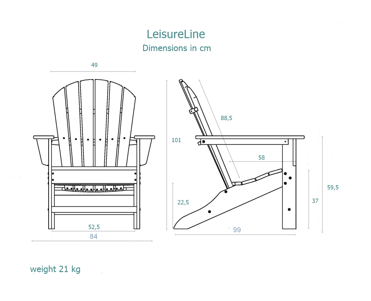 LeisureLine Adirondack chair- Black